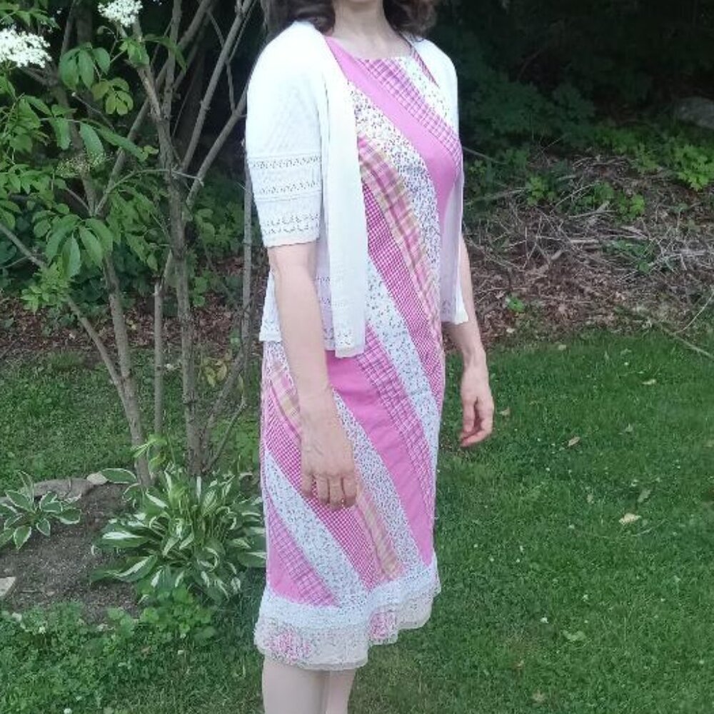 Pink striped Talbots sleeveless sheath dress  - size 4
